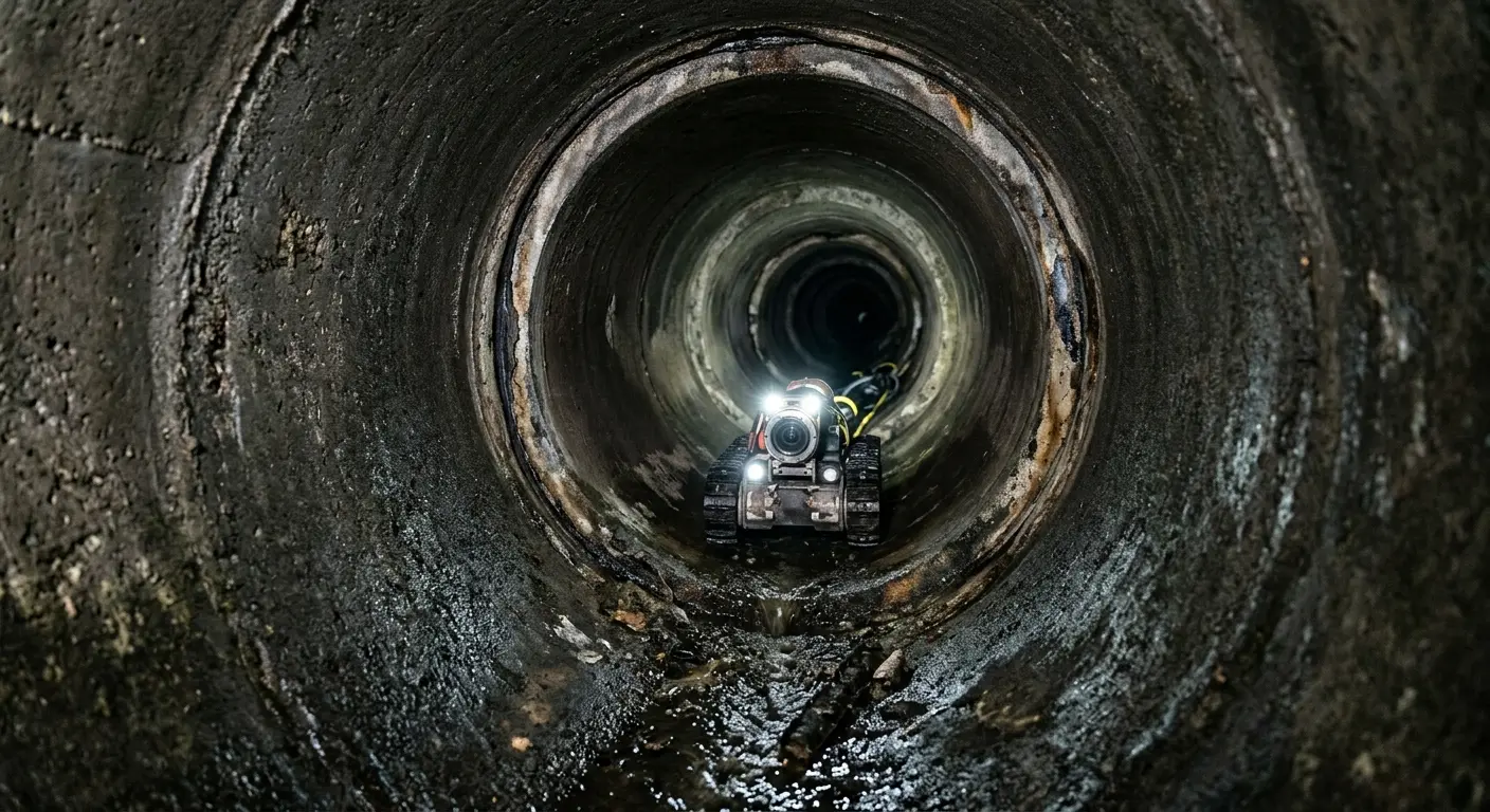 Robotic sewer camera inspecting pipe interior for Sewer Line Repair in Houston